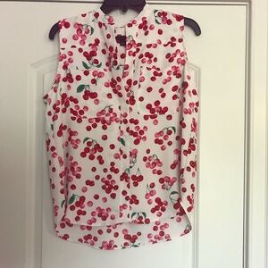 Ann Taylor, Sleeveless, Blouse, Small, Cherry print